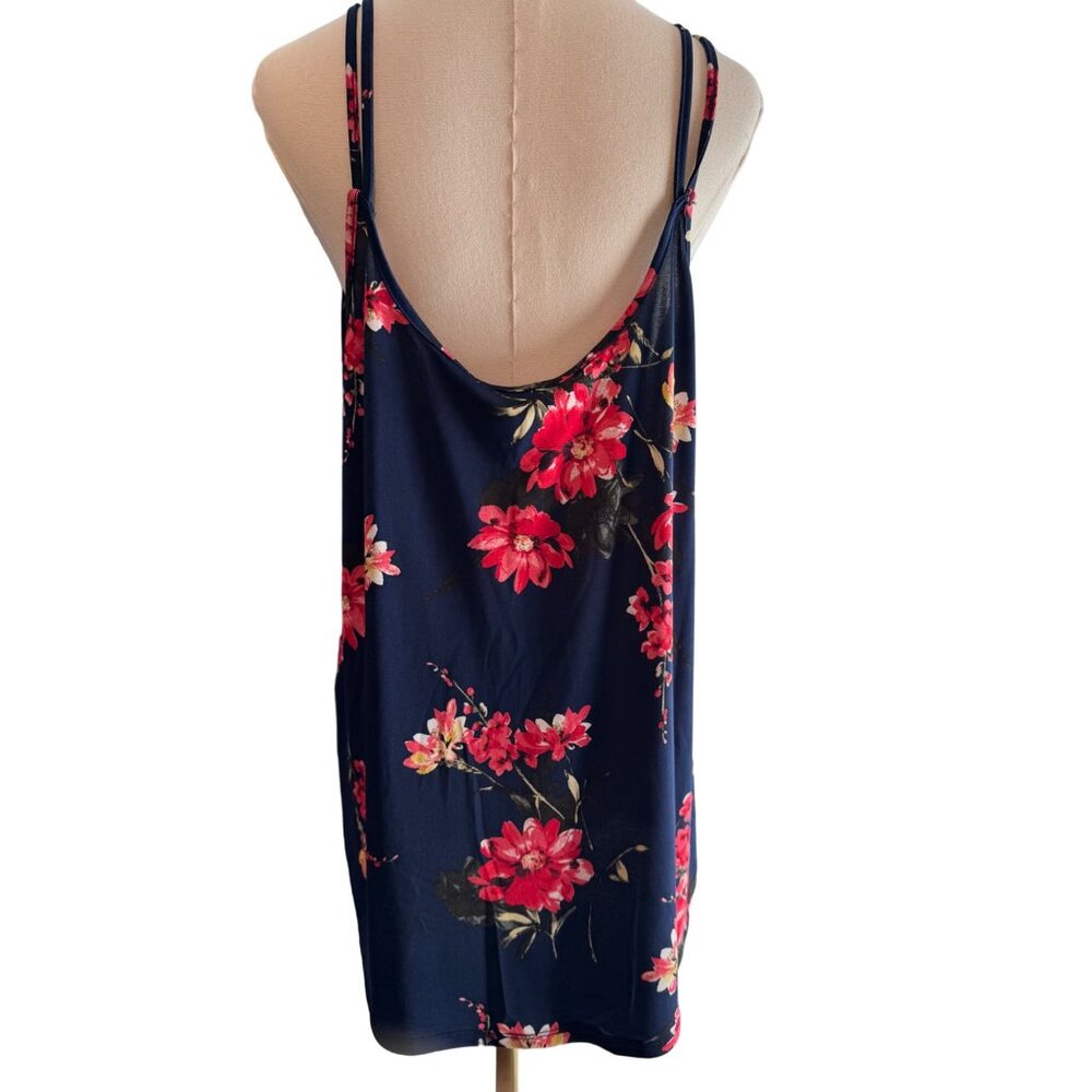 NWT Papermoon 2X Floral Print Sleeveless Tank Navy & Red - Picture 5 of 9